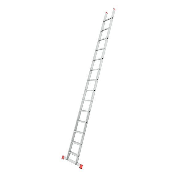 Flanged aluminium single ladder with steps - LANDLDR-ALU-CRIMPED-14STEP