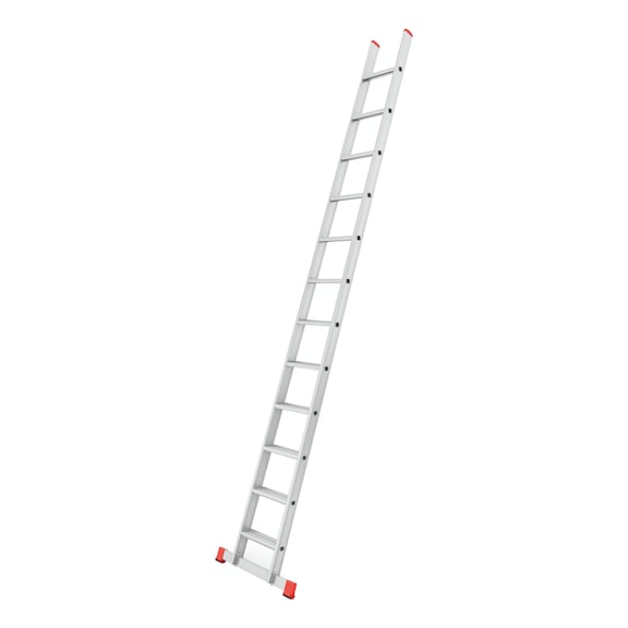 Flanged aluminium single ladder with steps - 1