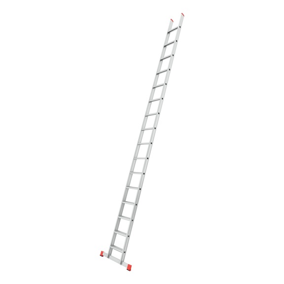 Flanged aluminium single ladder with steps - LANDLDR-ALU-CRIMPED-16STEP