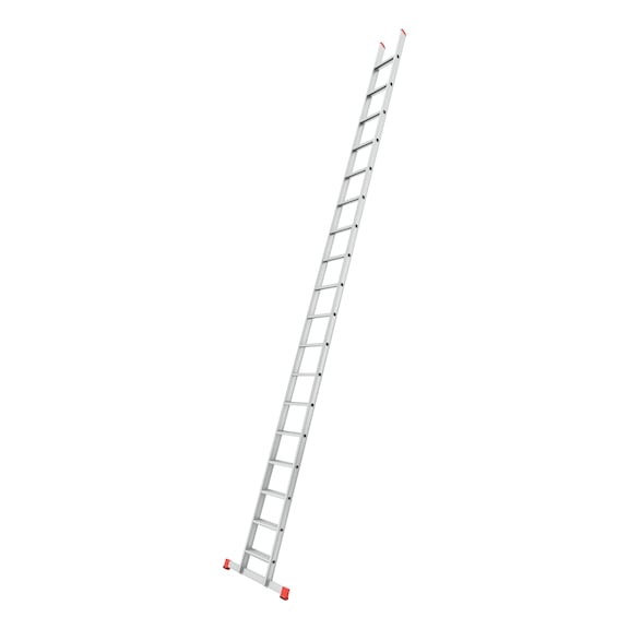 Flanged aluminium single ladder with steps - LANDLDR-ALU-CRIMPED-18STEP