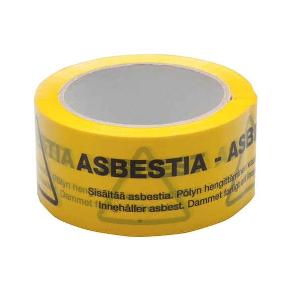 Warning tape, contains asbestos