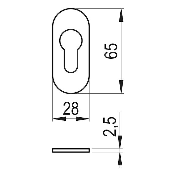 Rosace ovale Acier inoxydable, intérieur PZ - 2