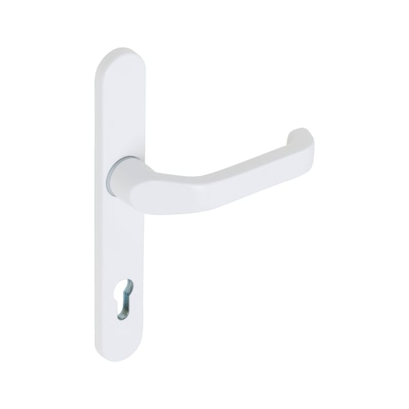 AL 920 door handle on outer plate With CK punch - DH-ALU-AL920-OUTS-H-CK-92-8-210-RAL9016