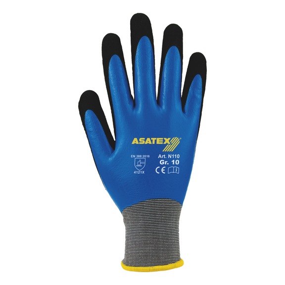 Protective glove, knitted and coated - GLOV-ASATEX-N110-SZ7