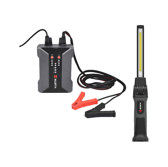 12&nbsp;V battery charger and Blade hand-held LED lamp set