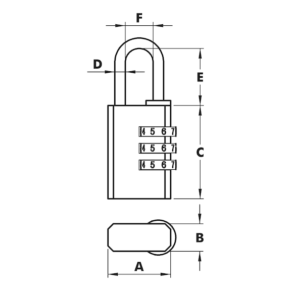 Vorhängeschloss Combi-Lock - VORHAENGSHLO-(COMBI-LOCK)-MS-40MM