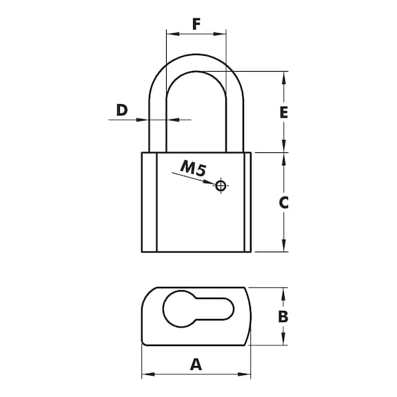 Zylinder-Vorhängeschloss für Profil-Halbzylinder - 2