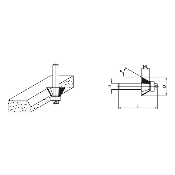 Wood milling cutters Bevel cutter with ball bearing - 2