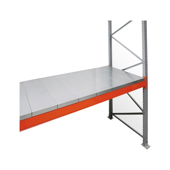 Steel panel for pallet shelf