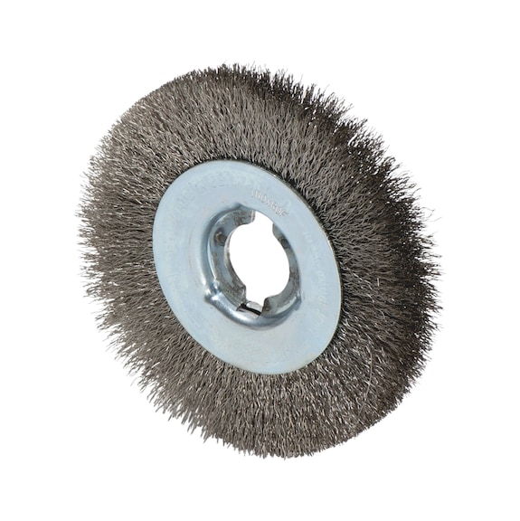 Satin-finish wheel brush Crimped stainless steel with hole