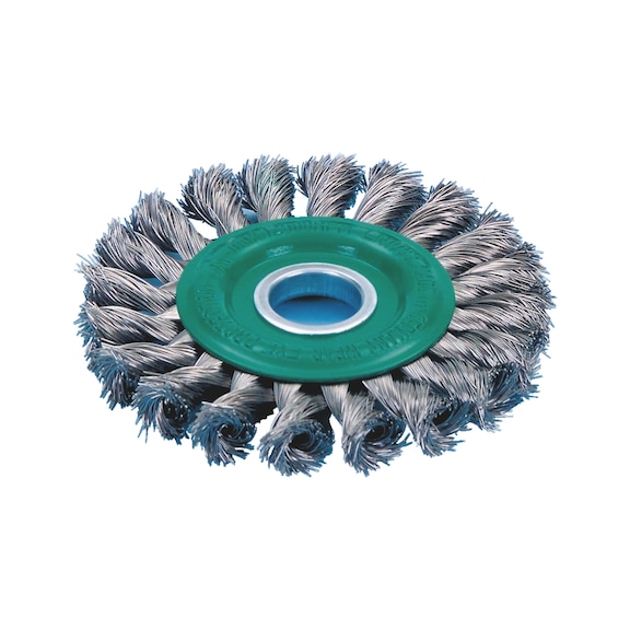 Wheel brush Braided stainless steel with hole - RDBRSH-AG-KNOTTED-SST-D115X14X22,23MM