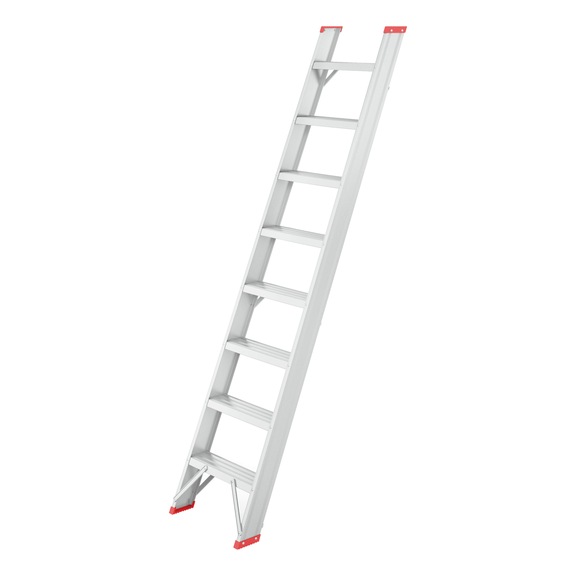 Riveted aluminium single ladder with steps - LANDLDR-ALU-8STEP