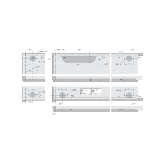 SlideLine 55 Plus overlay runner set For overlay sliding wooden doors - 11