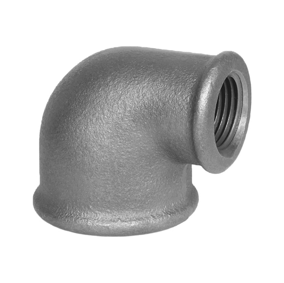 90° elbow, reduced with female thread EN10242 A1, hot-dip galvanised malleable iron - 1