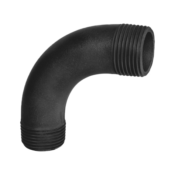 Long 90° elbow with male thread EN10242 G8, plain malleable iron - FITT-BND-EN10242-G8-S-R1