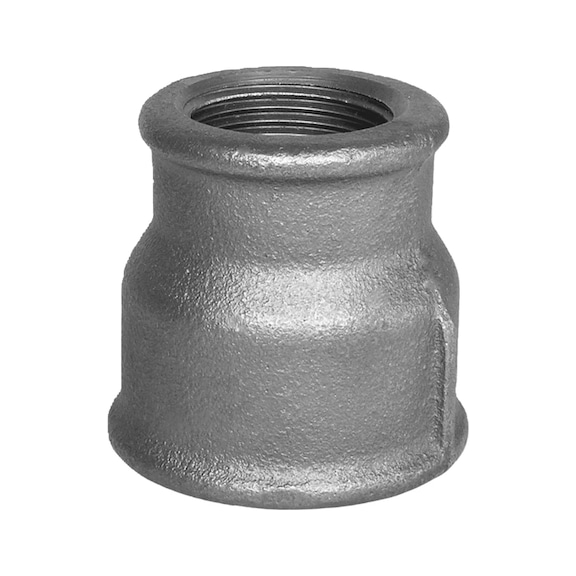 Sleeve, reduced with female thread EN10242 M2, hot-dip galvanised malleable iron - 1