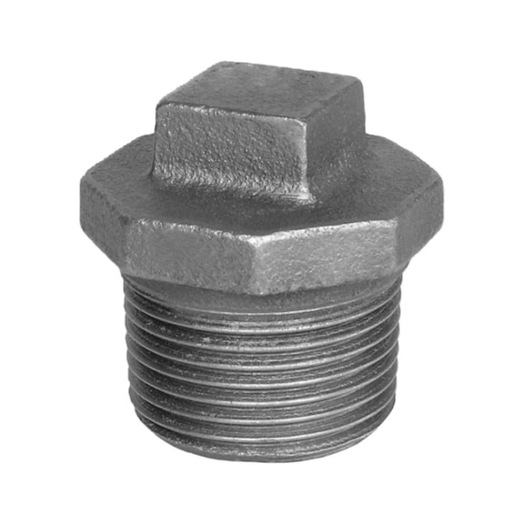 Plug with edge EN10242 T9, hot-dip galvanised malleable iron