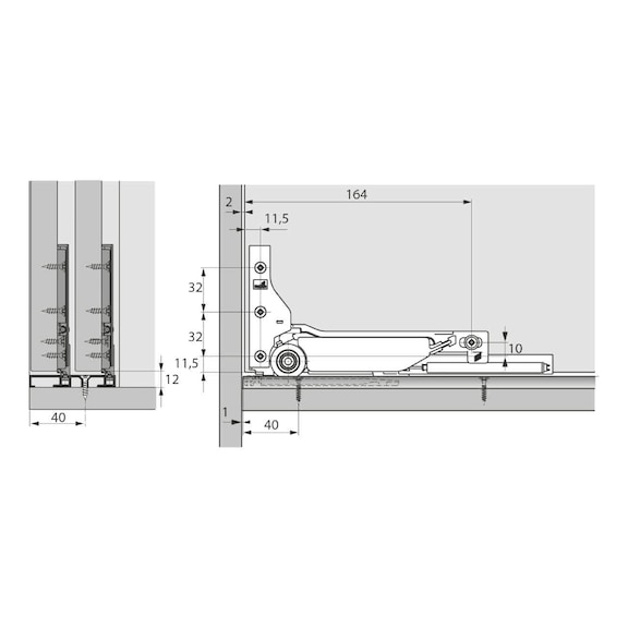 Kit de rails de montage doubles, en ligne SlideLine M - 3