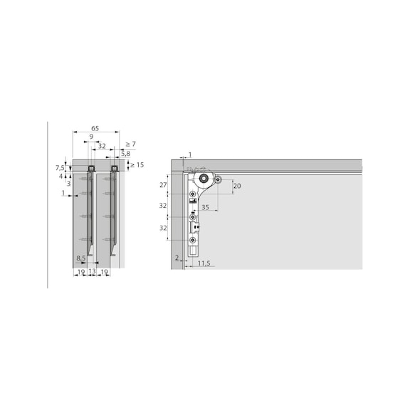 Einfachlaufschienen-Set einliegend SlideLine M - 2