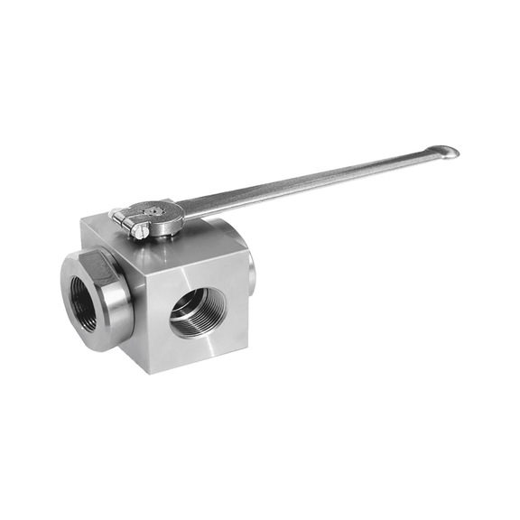 Ball valve steel 3-way high pressure - BALVLVE-HPRES-3WAY-1.0737-POM/NBR-G2