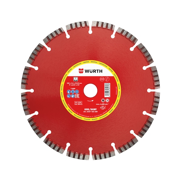 Silent segmented construction site diamond cutting disc - CUTDISC-DIA-CNST-SLN-BR30/25,4-D300