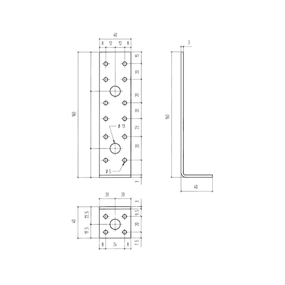 Winkelverbinder Typ B1 für den Holzbau in massiver 3 mm-Ausführung - 2