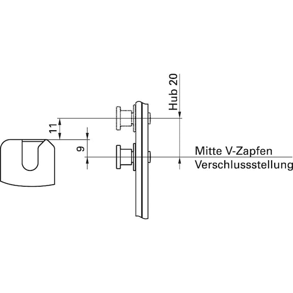 V-Zapfen-Schließstück für Holztüren mit 4 mm Falzluft - 3