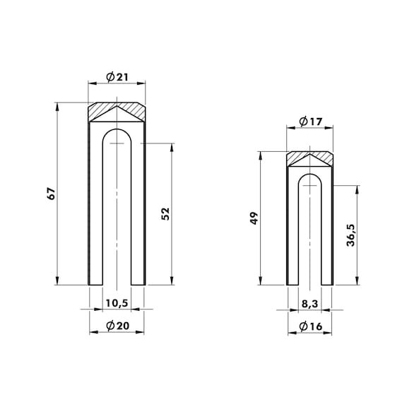 Abdeckkappe für 3D-Bänder - ABDEKA-ALU-(A2/MATT-OPTIK)-D16MM