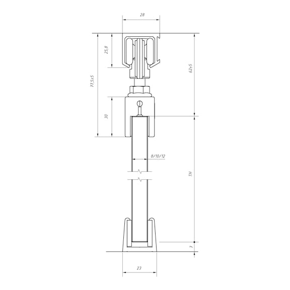 Zimmerschiebetürbeschlag-Set SCHIMOS 40-G-D für die Deckenmontage bei Glastüren - 2