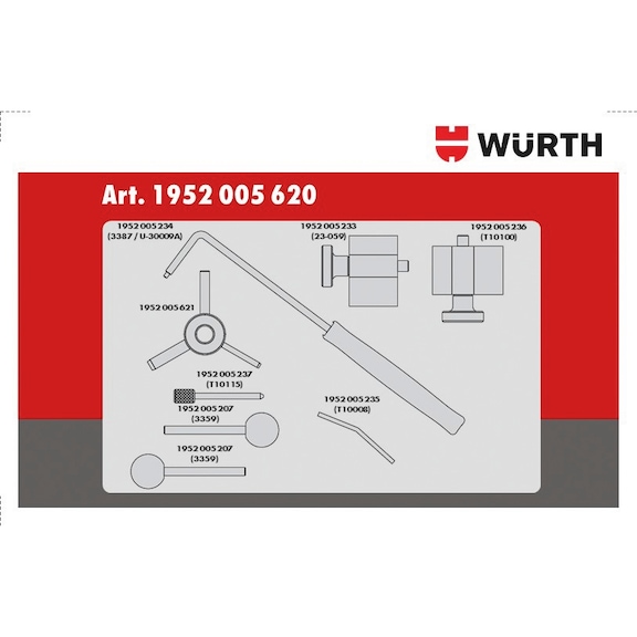 Kit di utensili per fasatura per VW 1.2 - 1.4 - 1.6 - 1.9 - 2.0, diesel - 3