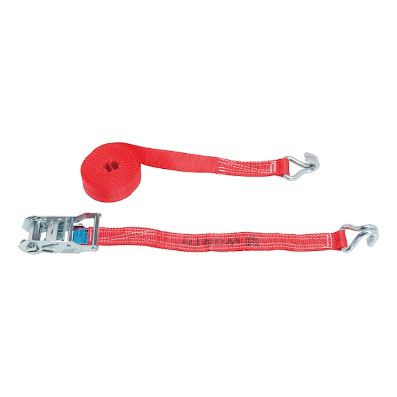 Ratchet strap, two-piece with double-claw hook - 1