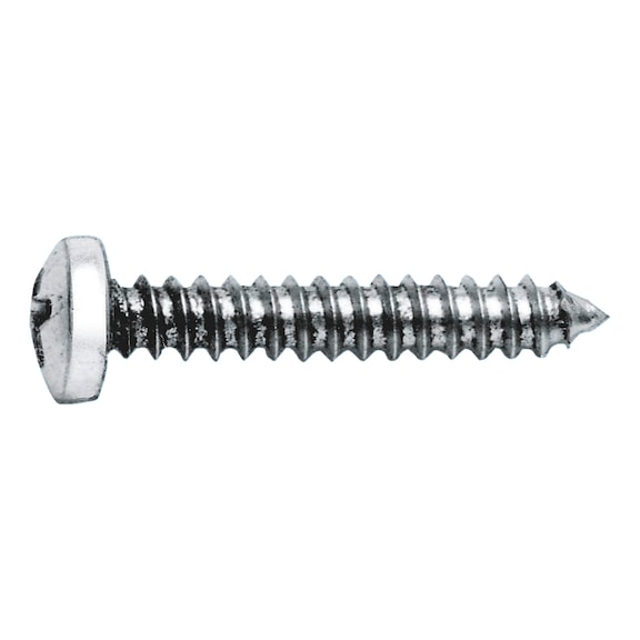 Pan head tapping screw, C shape with H recessed head DIN 7981, steel, zinc-plated, blue passivated (A2K), shape C, with tip - SCR-PANHD-DIN7981-C-H1-(A2K)-2,9X4,5