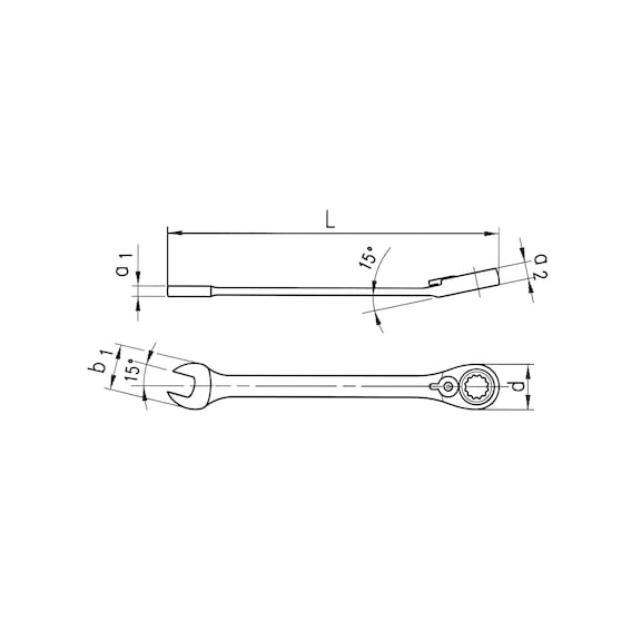 Ratchet combination wrench, metric, reversing lever  - 4