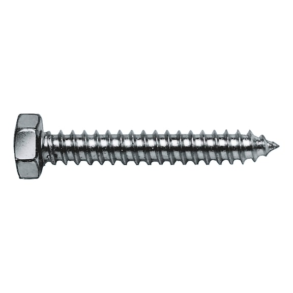 Hexagon tapping screw DIN 7976, zinc-plated steel, blue passivated (A2K), shape C (with tip) - SCR-HEX-DIN7976-C-WS7-(A2K)-3,9X19