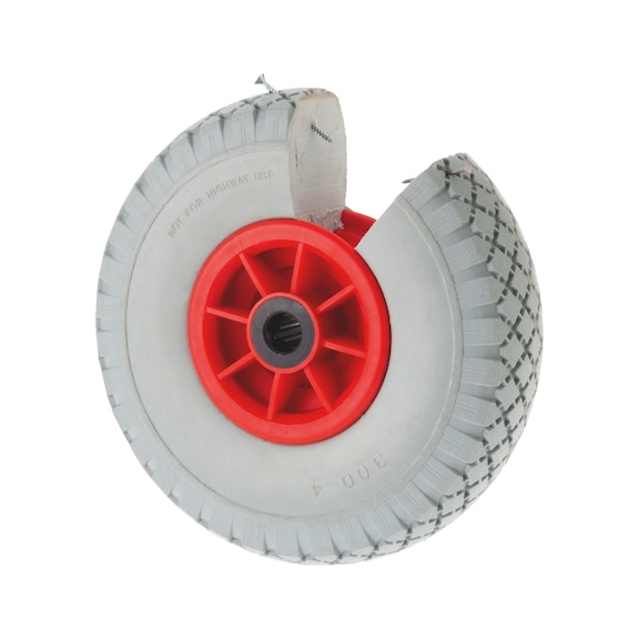 Polyurethane wheel With plastic rim for stack trolleys and sack trucks - TYR-PUR-F.TRAN-W.PLARIM-260MM-BS20MM