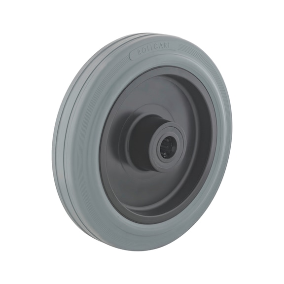 Solid rubber wheel With plastic rim for steel cylinder rollers - RBRWHL-F.TRAN-200MM-BS20MM