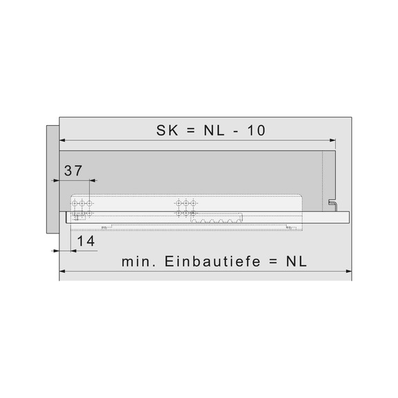 Underfloor guide partial extension Dynamic NT soft-close - UFLRGUID-DYNAMIC-30KG-SP-SOFTCLOSE-300MM