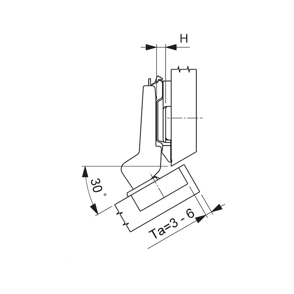 Concealed hinge, Nexis click-on 95/30 A - 3