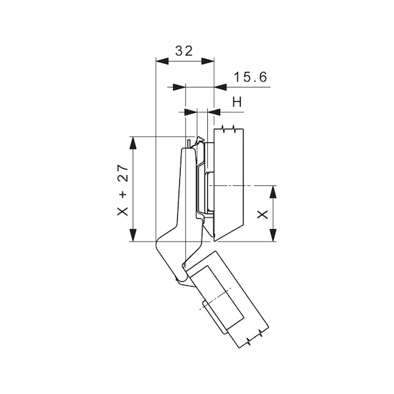 Concealed hinge, Nexis click-on 95/30 A - 5