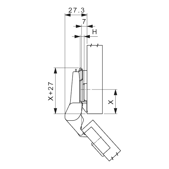 Concealed hinge, Nexis click-on 94/37 A - 3