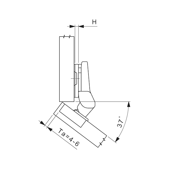 Concealed hinge, Nexis click-on 94/37 A - 2