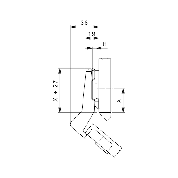 Concealed hinge, Nexis click-on 95/45 E - 3