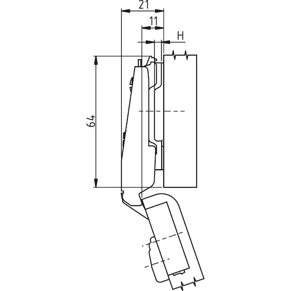 Meubelscharnier Met een kleine cupdiepte voor dunne en geprofileerde deuren - CL-ON Z VEER 110 WH-BB OPL OPSCHR