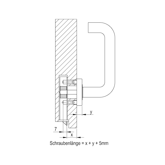 Montageplaat Voor bevestiging deurklink aan één zijde - 3
