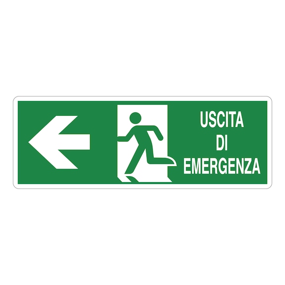 Cartello di emergenza - direzione  - CART-EMERG-USCITA-SINSTRA-ALU-350X125MM