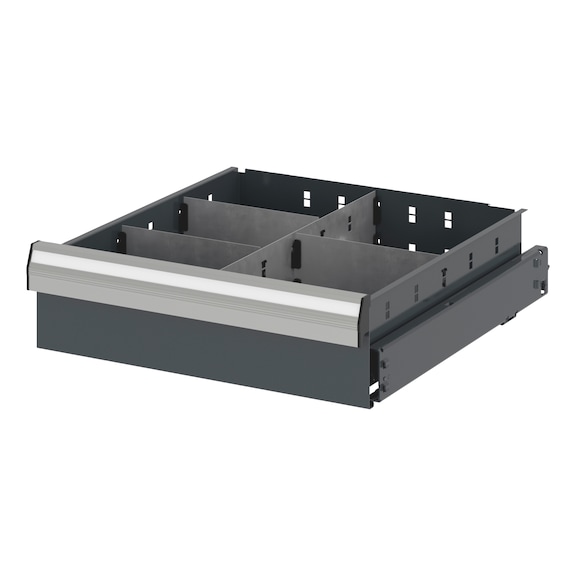 Divider assortment With compartment rails and compartment dividers for system dimensions 8.6 - DEVDRSORT-DRWR8.6-5FOLD-H114