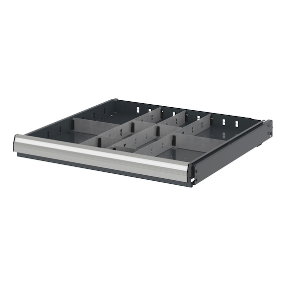 Divider assortment With compartment rails and compartment dividers for system dimensions 12.8 - DEVDRSORT-DRWR12.8-10FOLD-H60