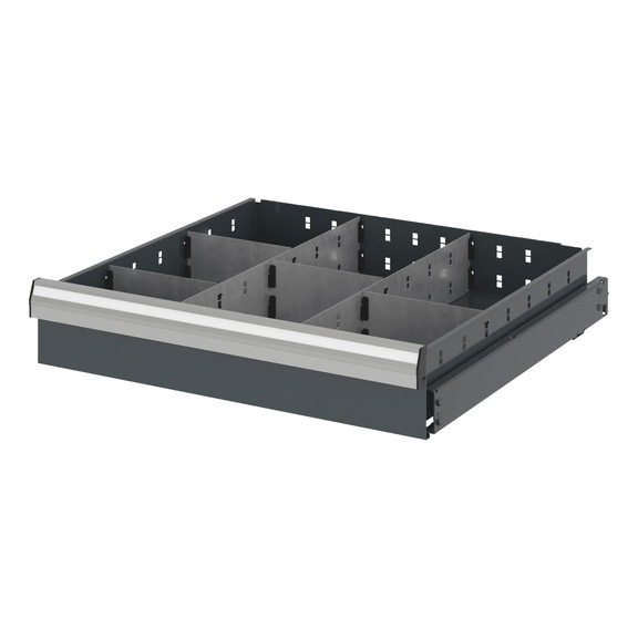 Divider assortment With compartment rails and compartment dividers for system dimensions 12.8 - DEVDRSORT-DRWR12.8-7FOLD-H114