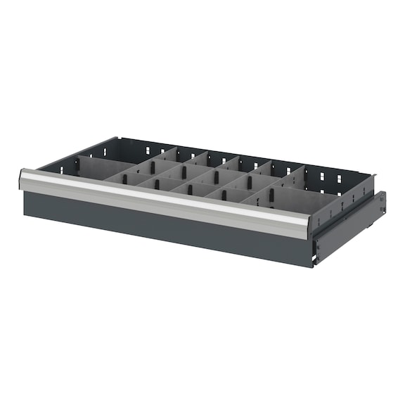 Divider assortment With compartment rails and compartment dividers for system dimensions 16.6 - DEVDRSORT-DRWR16.6-16FOLD-H114