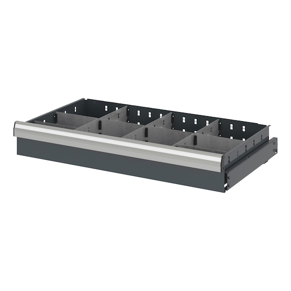 Divider assortment With compartment rails and compartment dividers for system dimensions 16.6 - DEVDRSORT-DRWR16.6-10FOLD-H114